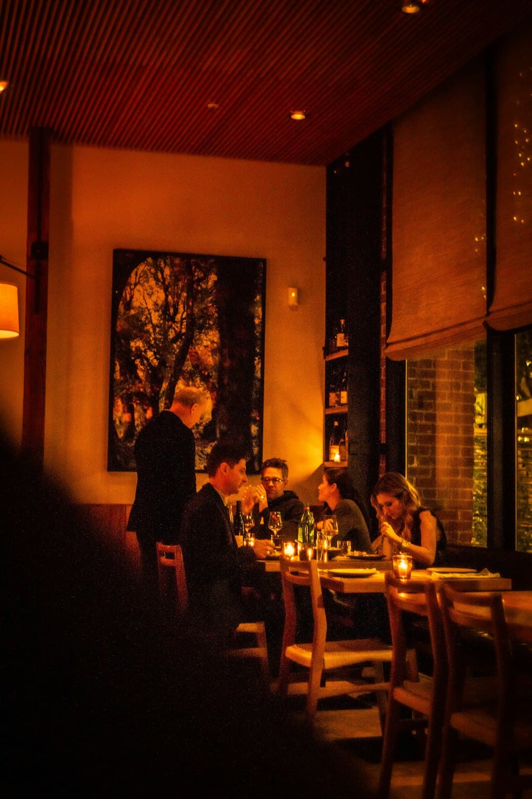 A small group at dinner