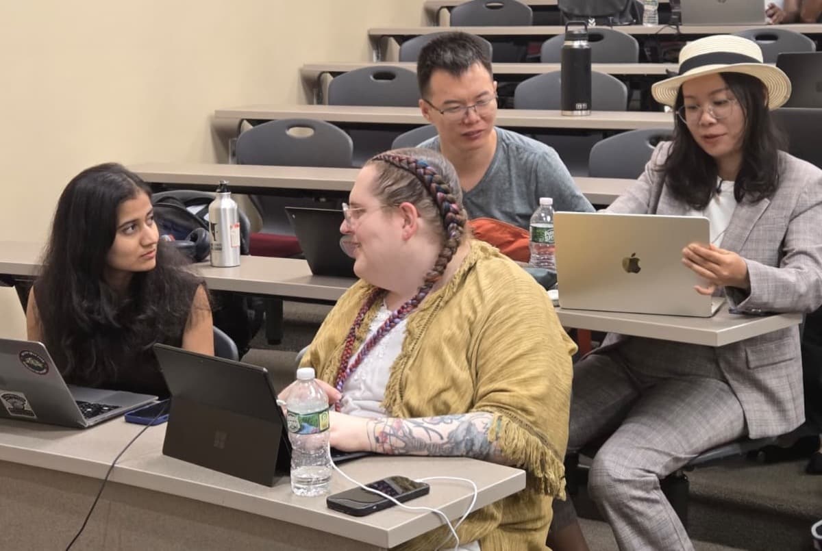 A small group discussing during the workshop