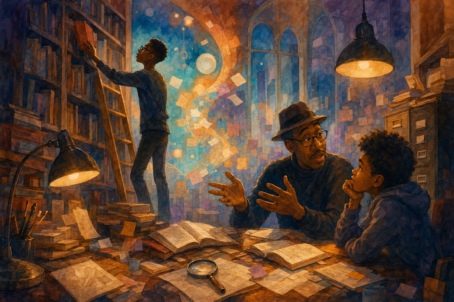 AI-generated illustration for long context vs rag cx agents -- Soul (2020) style, Terra Cotta palette